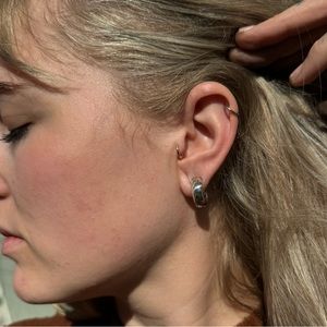 Stamped sterling silver baby hoops